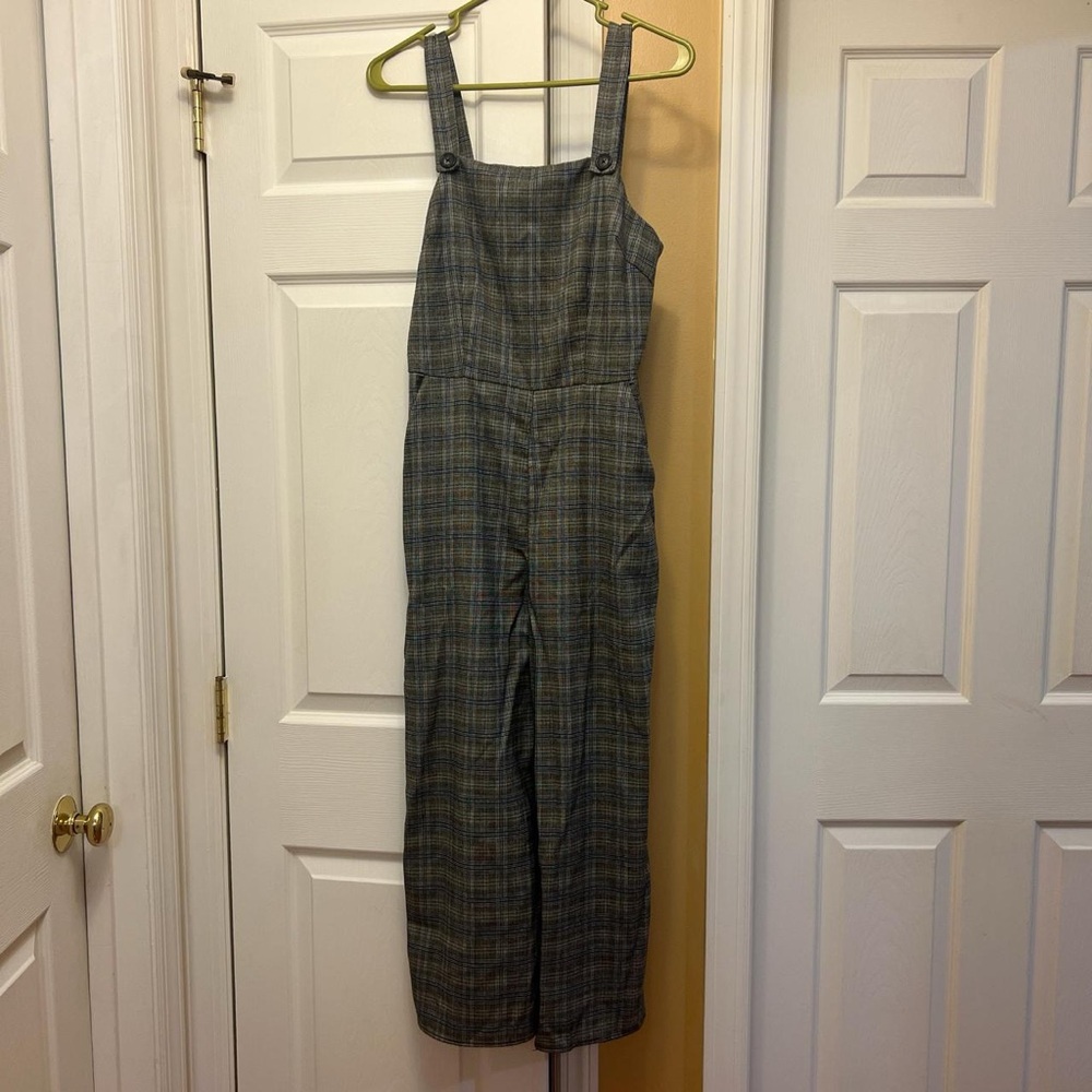 Gypsies & Moondust  Academia Plaid Overalls Jumpsuit Pockets Size Medium